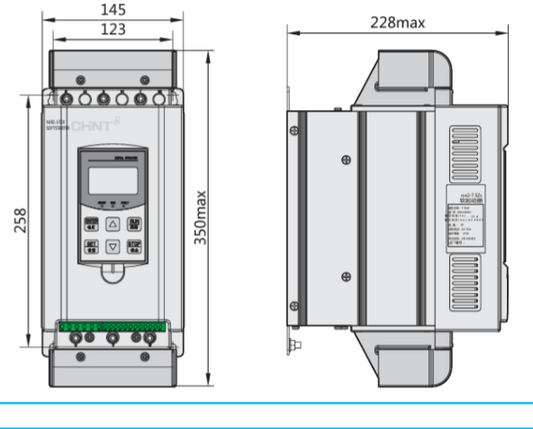 Partidor suave CHINT NJR2-55ZX 55 kW 380 V c/Bypass – Código 11171106CH