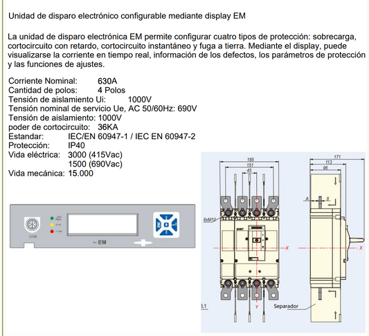Interruptor de Caja Moldeada CHINT NM8N-630C 4P 630A 36kA 415V – Código 070274060620CH