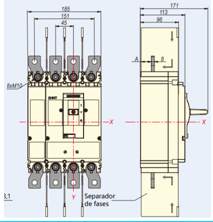 Interruptor Termomagnético CHINT NM8N-800Q 4P 800A 70kA 415V – Código 07024060800CH