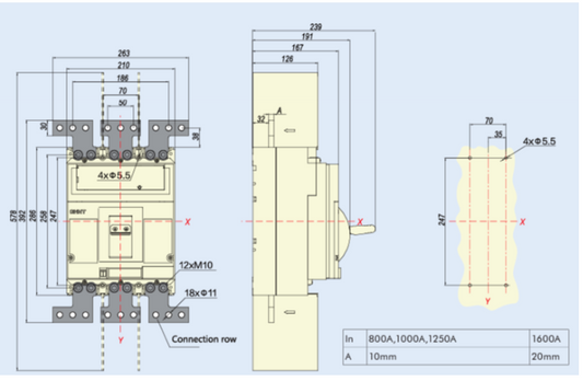 Interruptor Termomagnético CHINT NM8N-1600H 3P 1000A 100kA 415V – Código 07023021000CH