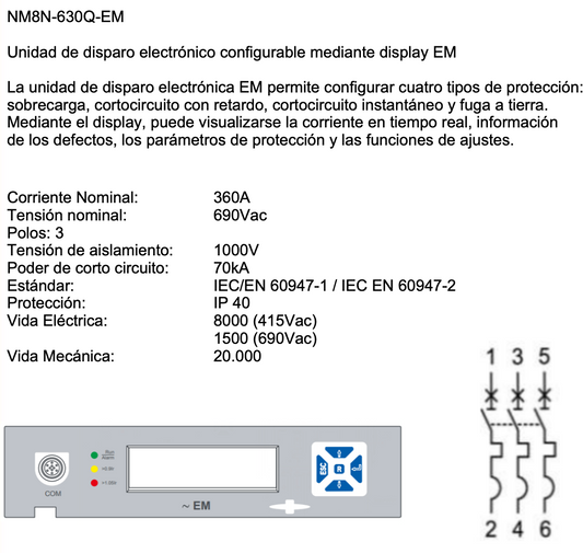 Interruptor de Caja Moldeada CHINT NM8N-630Q 3P 252–630A 70kA 415V – Código 070273030630CH