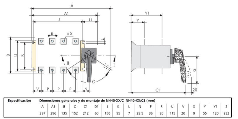 Conmutador Manual Bajo Carga CHINT NH40S-630/4CSW 4P 630 A 1-0-2 220 V – Código 1704430630CH