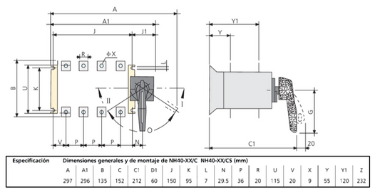 Conmutador Manual Bajo Carga CHINT NH40S-630/4CSW 4P 630 A 1-0-2 220 V – Código 1704430630CH