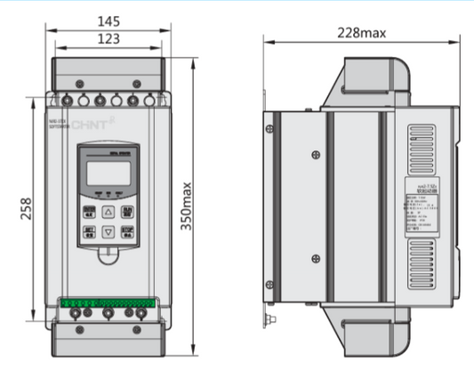Partidor Suave CHINT NJR2-22ZX 380V 42A 22kW con Bypass y Control 230V – Código 11171042CH