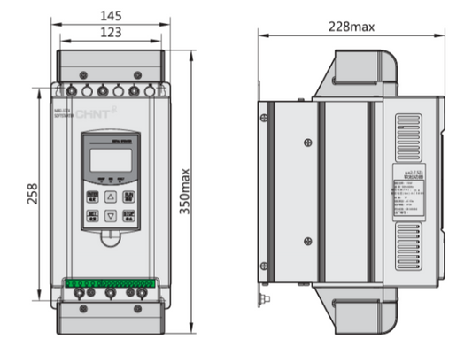 Partidor Suave CHINT NJR2-7,5ZX 380V 15A 7,5kW con Bypass y Control 230V – Código 11171015CH