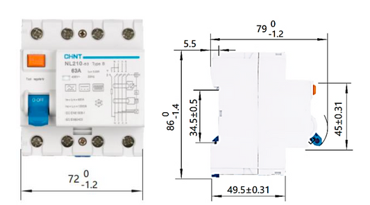 Interruptor Diferencial CHINT NL210 4P 40A 30mA Tipo B 10kA – Código 0702440030CH