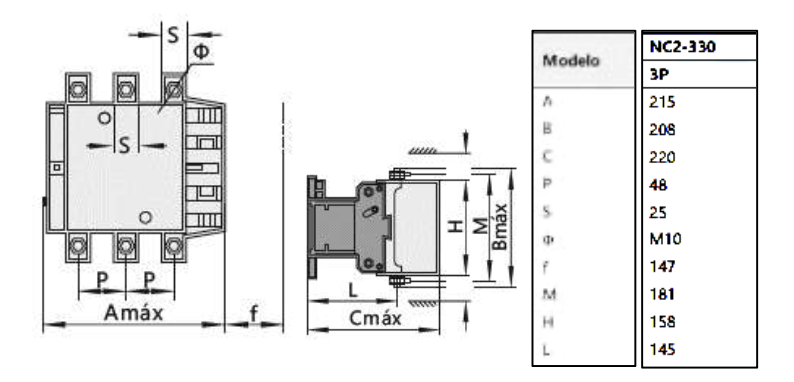 Contactor Trifásico CHINT NC2-330 330A 3P 220 V AC 50 Hz – Código 03013308011CH