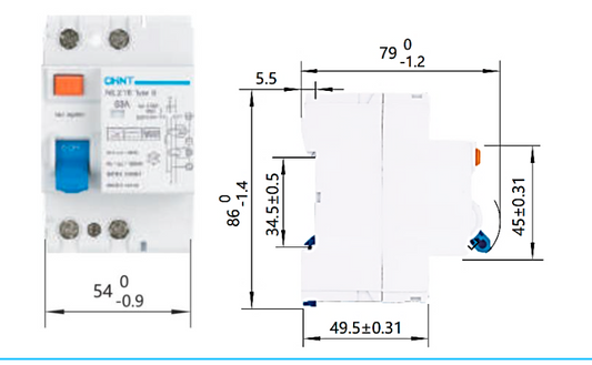 Interruptor Diferencial CHINT NL210 2P 25 A 30 mA Tipo B 10 kA – Código 0702225030CH