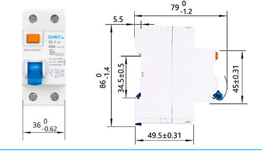 Interruptor Diferencial CHINT NL1 2P 25A 30mA Tipo A (Inmunizado) – Código 070222504CH