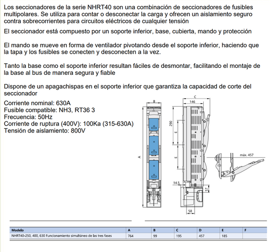 Desconectador Vertical Fusible NH3 CHINT NHRT40-630/3L – Código 1904103CH