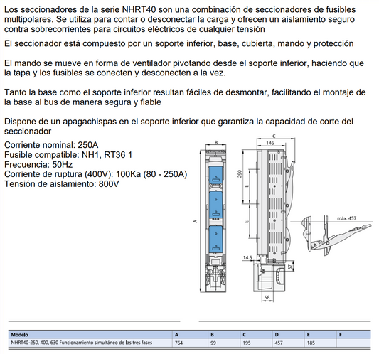 Desconectador Vertical Fusible NH1 CHINT NHRT40-250/3L – Código 1904101CH