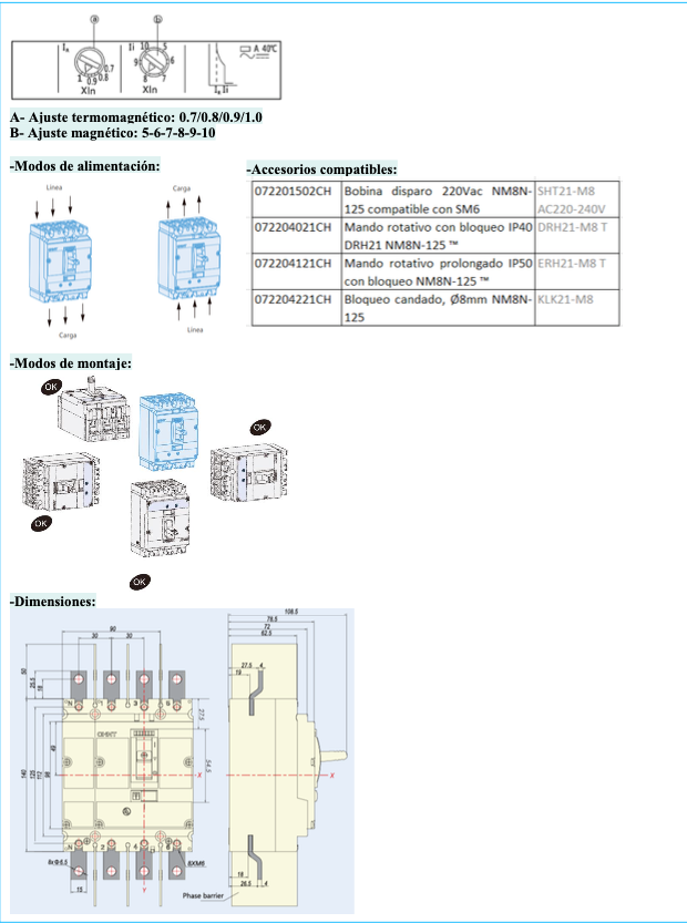 Interruptor Termomagnético CHINT NM8N-125S 4P 100A 415V 50 kA – Código 07024020100CH