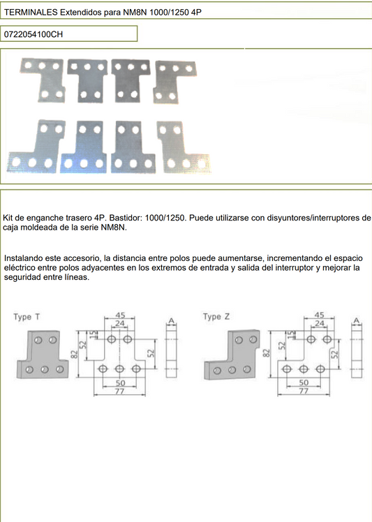 Terminales Extendidos CHINT FCP25-M8 4P para NM8N 1000/1250 – Código 0722054100CH