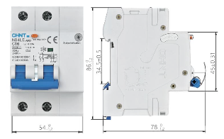 Interruptor Diferencial CHINT NB4LE-AFD 2P 6A 30 mA Tipo A con AFD y Curva C – Código 07121206CH
