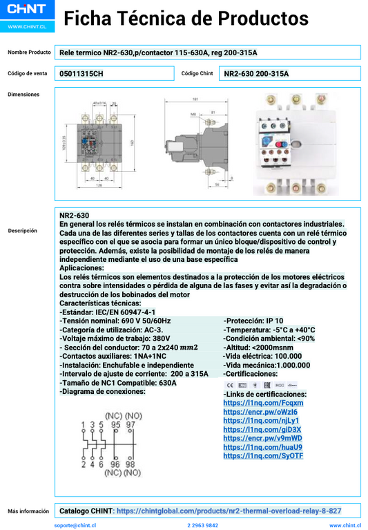 Relé Térmico CHINT NXR2-630 para Contactores 200–400A – Código 05011315CH