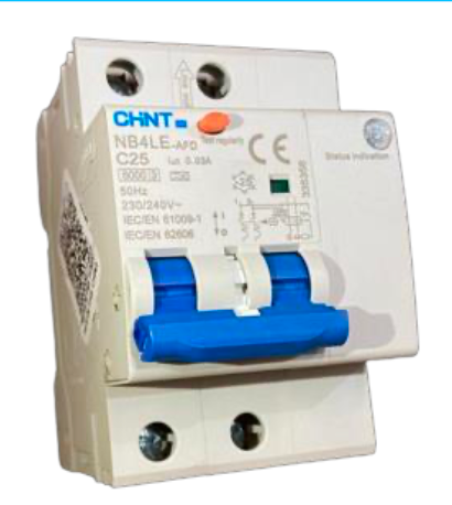 Interruptor Diferencial CHINT NB4LE-AFD 2P 25A 30 mA Tipo A con AFD y Curva C – Código 07121225CH