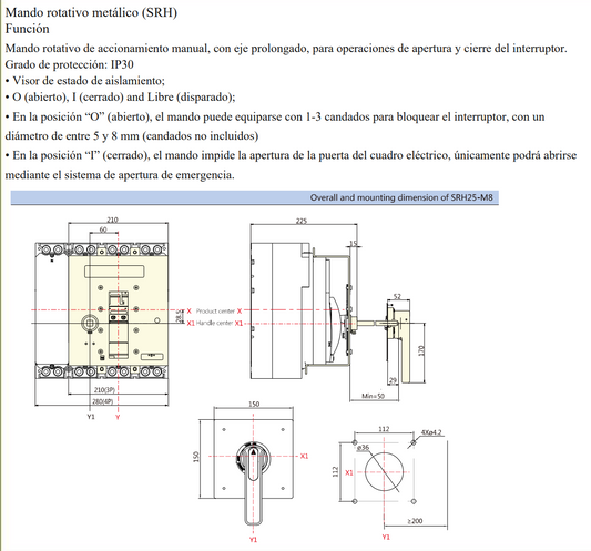 Mando Rotativo Prolongado CHINT NM8N-1600 IP30 con Bloqueo – Código 072204025CH