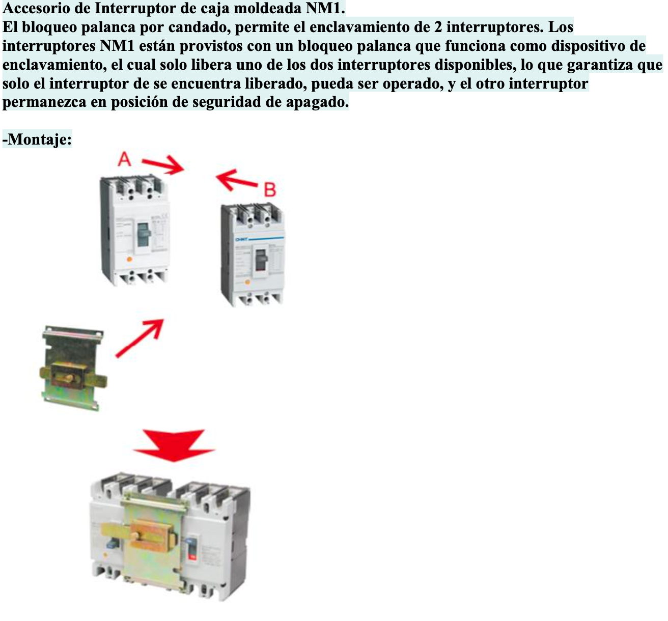 Enclavamiento Mecánico CHINT para Interruptores Automáticos NM1-400 4P – Código 072104140CH