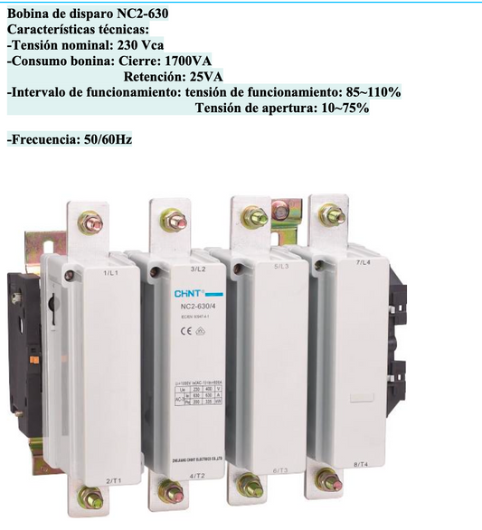 Bobina CHINT 230–240 V AC para Contactor NC2-630 – Código 030885630CH