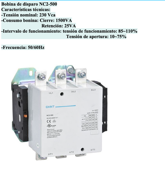 Bobina CHINT 230–240 V AC para Contactor NC2-500 – Código 030885500CH
