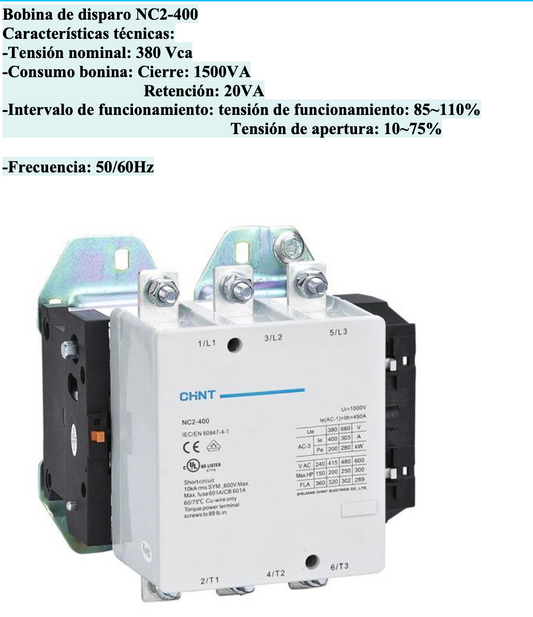 Bobina CHINT 380 V AC para Contactor NC2-400 – Código 030886400CH