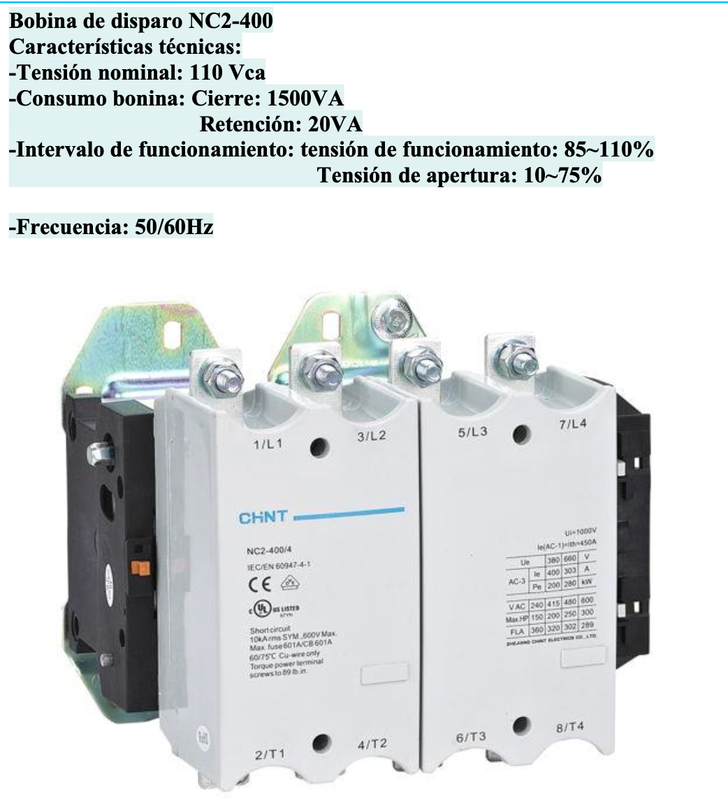 Bobina CHINT 110 V AC para Contactor NC2-400 – Código 030884400CH
