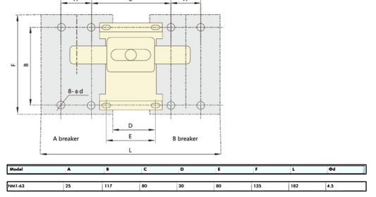 Enclavamiento Mecánico CHINT para Interruptores NM1-63 4P – Código 072104106CH