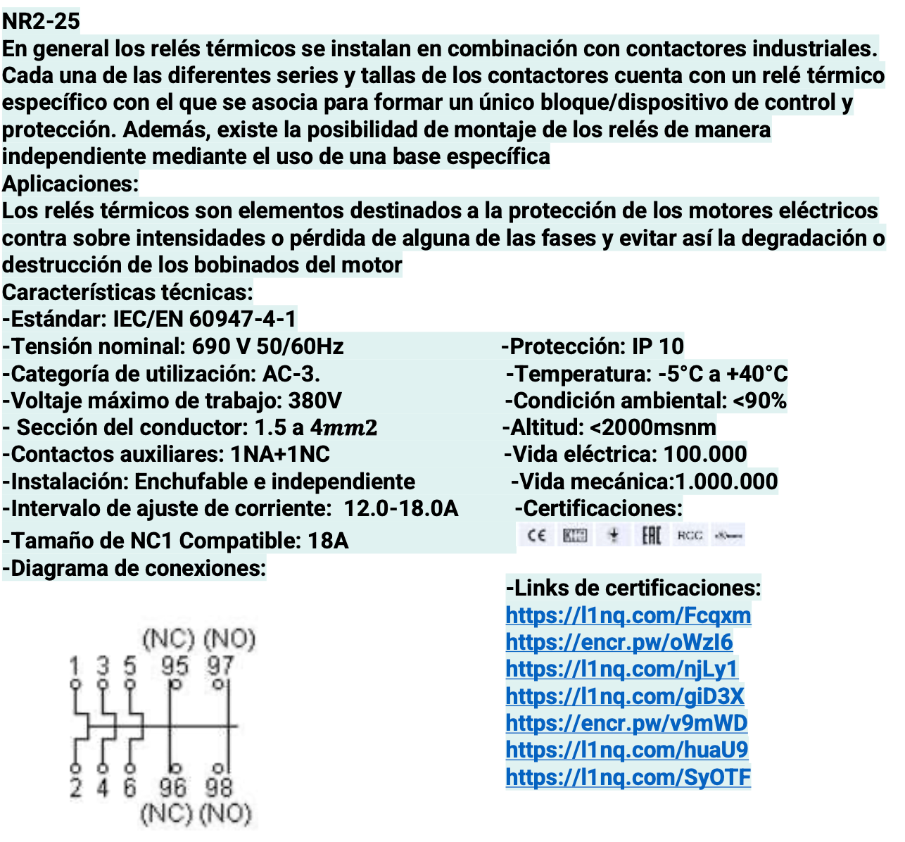 Relé Térmico CHINT NR2-25 12–18A para Contactor NC1-18A – Código 05010180CH