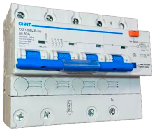 Interruptor Diferencial CHINT DZ158LE 4P 80A 30mA 6kA – Código 070258003CH