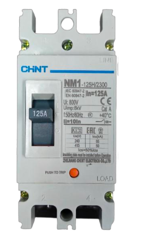 Interruptor Automático MCCB CHINT NM1-125H 2P 125A Fijo 415V 50kA – Código 0721213125CH