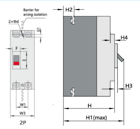 Interruptor Automático MCCB CHINT NM1-125H 2P 125A Fijo 415V 50kA – Código 0721213125CH