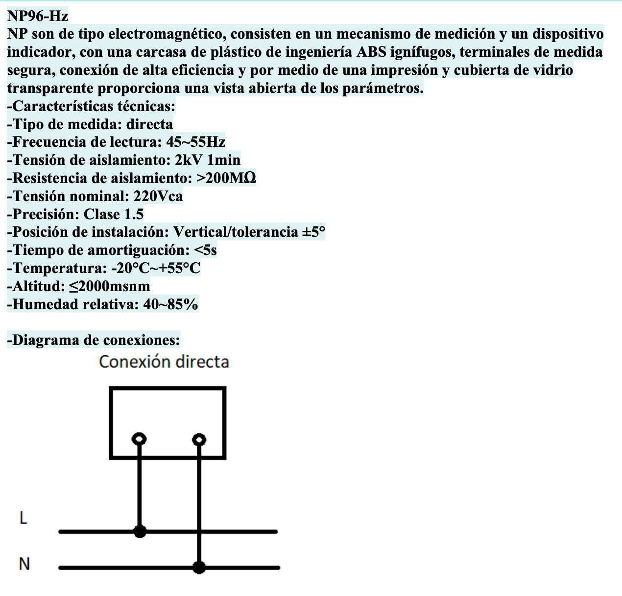 Frecuencímetro Analógico CHINT NP96-HZ-220V 45-55 Hz 220 V AC – Código 27023220CH