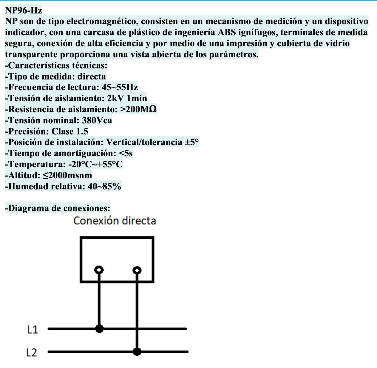 Frecuencímetro Analógico CHINT NP96-HZ-380V 45-55 Hz 220 V AC – Código 27023380CH
