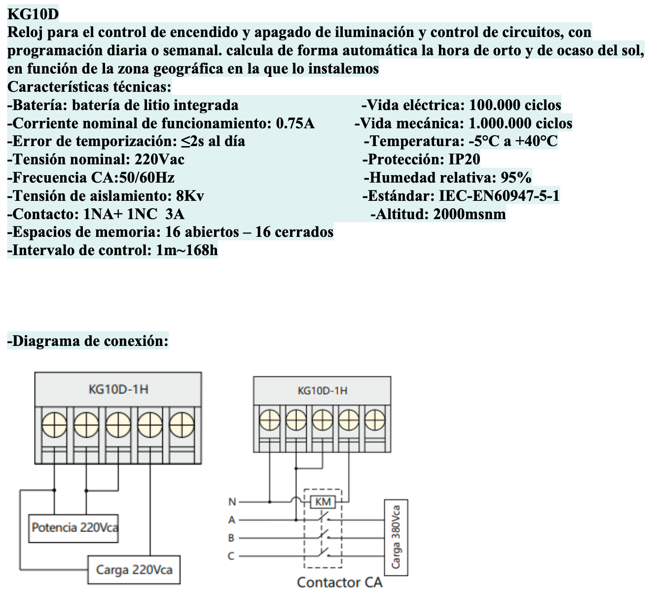 Interruptor Horario Digital Semanal CHINT KG10D-1Z 16 Programas 1NA/1NC – Código 271203CH