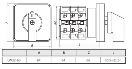 Seccionador Rotativo CHINT LW32-63/C08/4 4P 63A 2 Posiciones (0-1) – Código 170242636CH