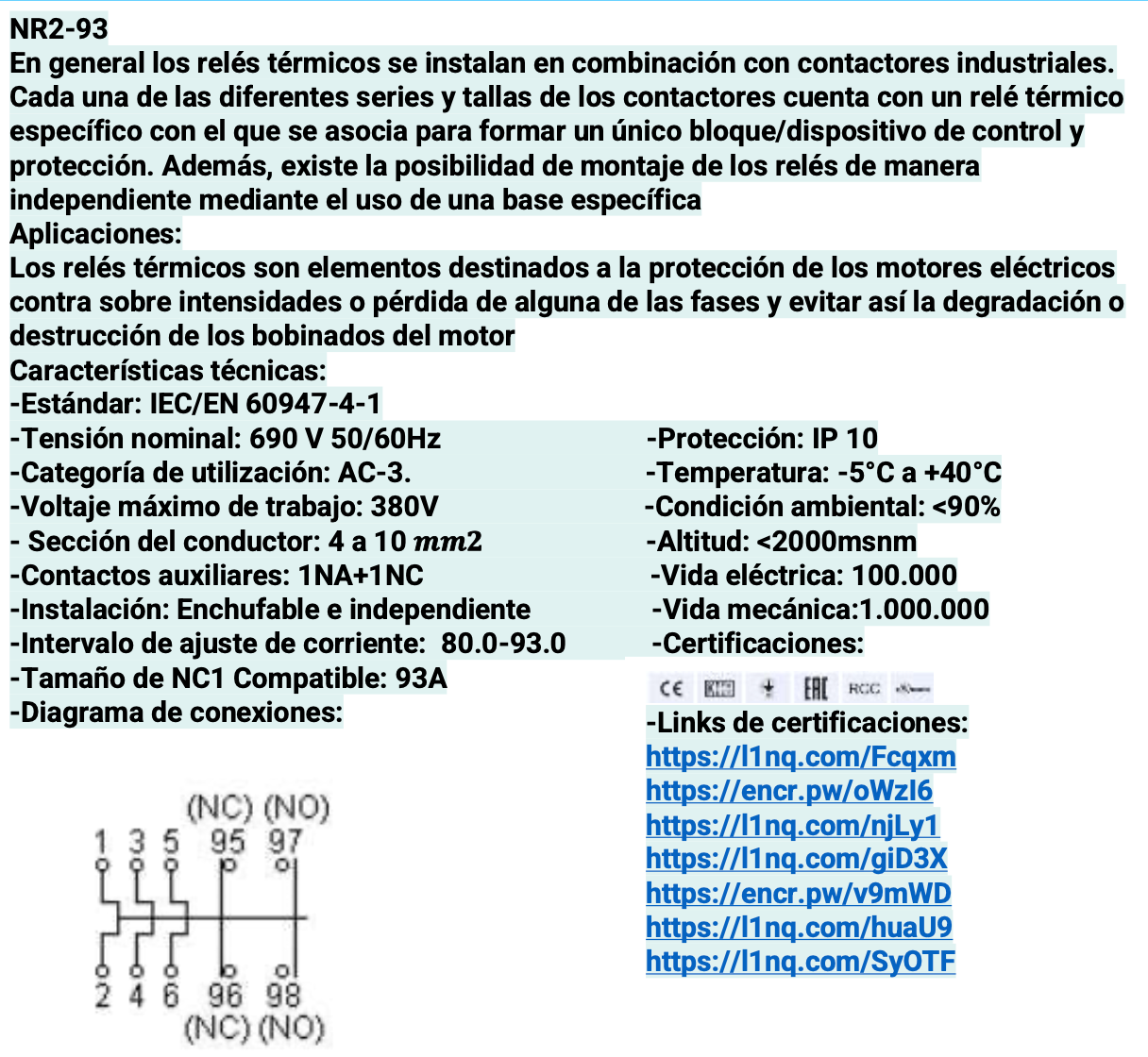 Relé Térmico CHINT NR2-93 80–93A para Contactor NC1 40–95A – Código 05011930CH