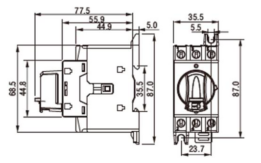 Seccionador a Panel CHINT NF2-40/3DORY 3P 40A 415V AC-23A Manilla Roja/Amarilla – Código 170232040CH
