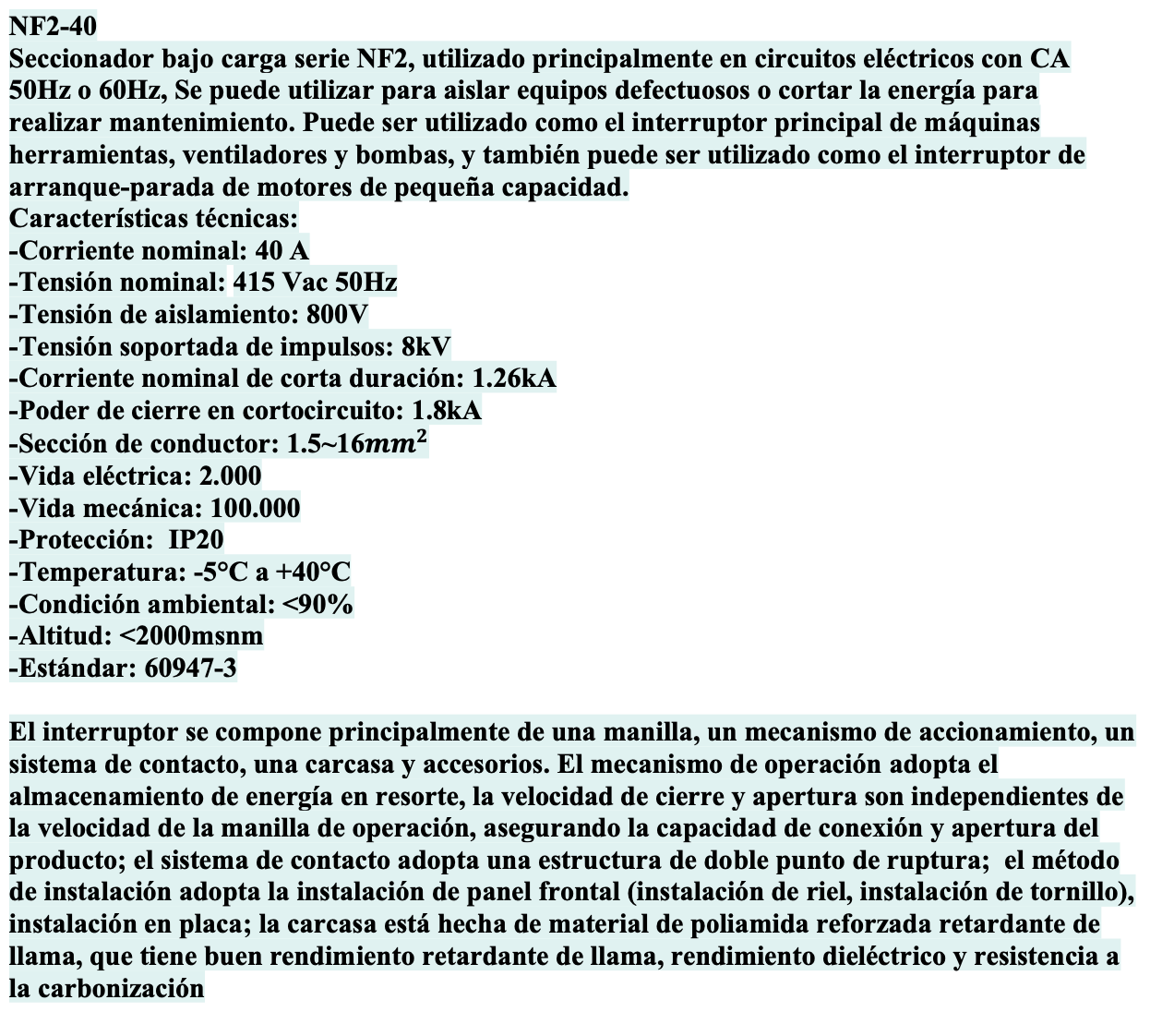 Seccionador a Panel CHINT NF2-40/3DORY 3P 40A 415V AC-23A Manilla Roja/Amarilla – Código 170232040CH