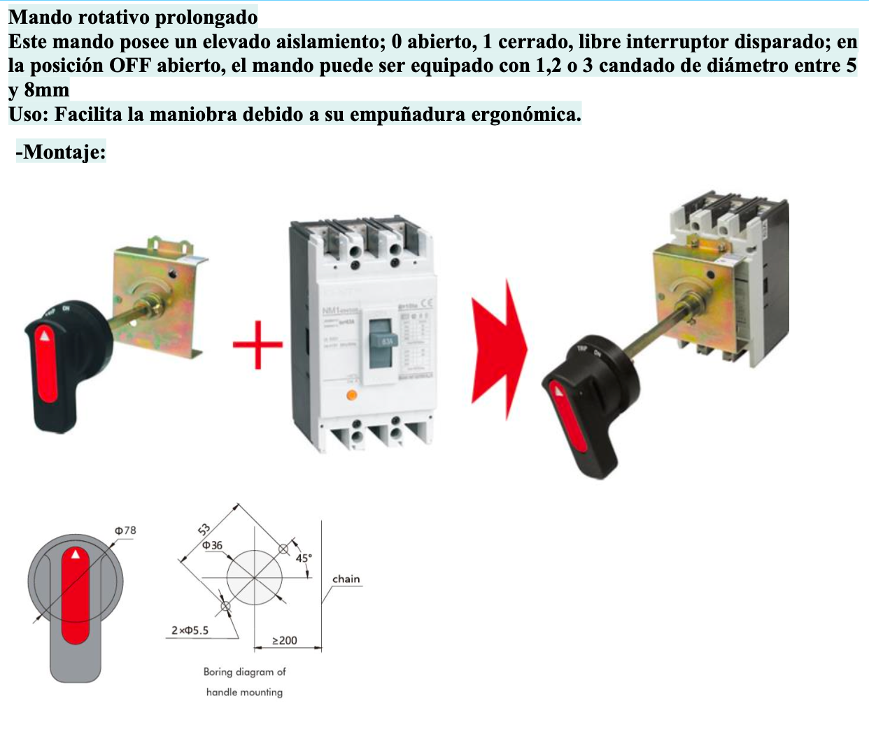 Mando Rotativo Prolongado CHINT NM1-400 3P – Código 072103240CH