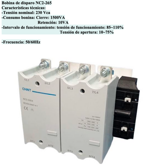 Bobina CHINT 240V AC para Contactor NC2-265 – Modelo NC2-FH-230V – Código 030885265CH
