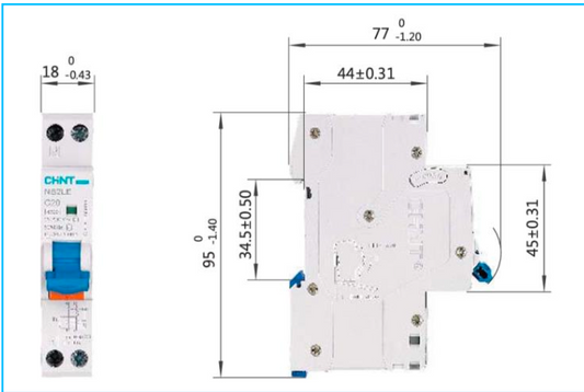 Automático CHINT NB2LE 1P+N 25A Curva C 6kA con Diferencial 300mA Tipo A – Código 0712112530CH