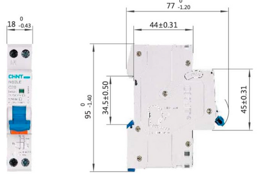 Automático CHINT NB2LE 1P+N 32A Curva C 6kA con Diferencial 300mA Tipo A – Código 0712113230CH