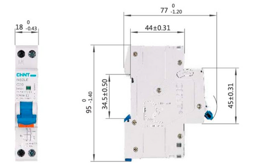 Automático CHINT NB2LE 1P+N 20A Curva B 6kA con Diferencial 30mA Tipo A – Código 0712012003CH