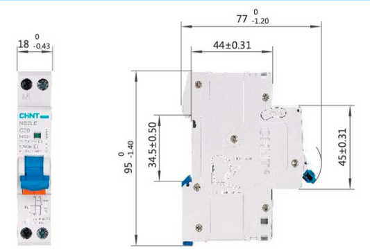 Automático CHINT NB2LE 1P+N 25A Curva B 6kA con Diferencial 30mA Tipo A – Código 0712012503CH