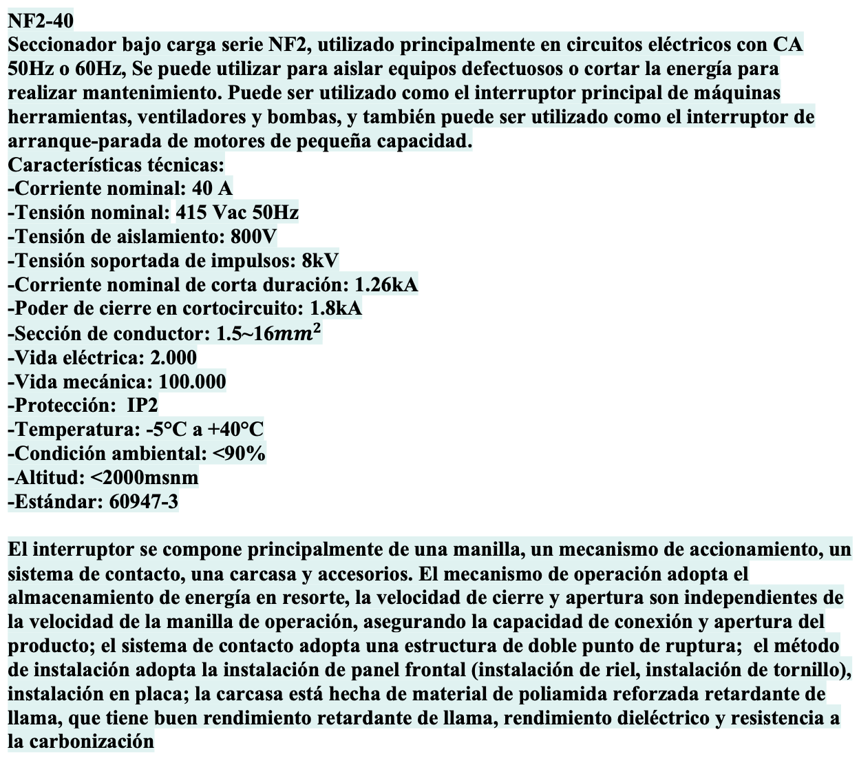 Seccionador CHINT NF2-40/3DIR 3P 40A AC-23A Manilla Gris – Código 170830040CH