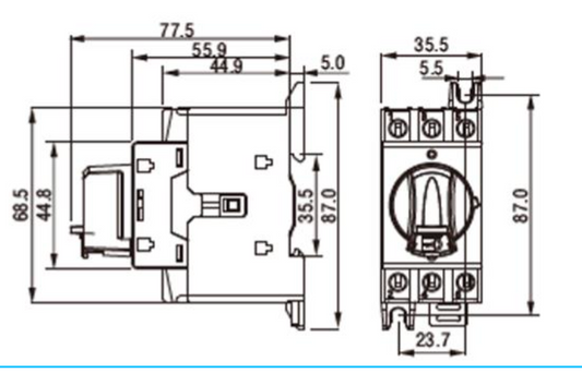 Seccionador CHINT NF2-25/3DIR 3P 25A AC-23A Manilla Gris – Código 170830025CH