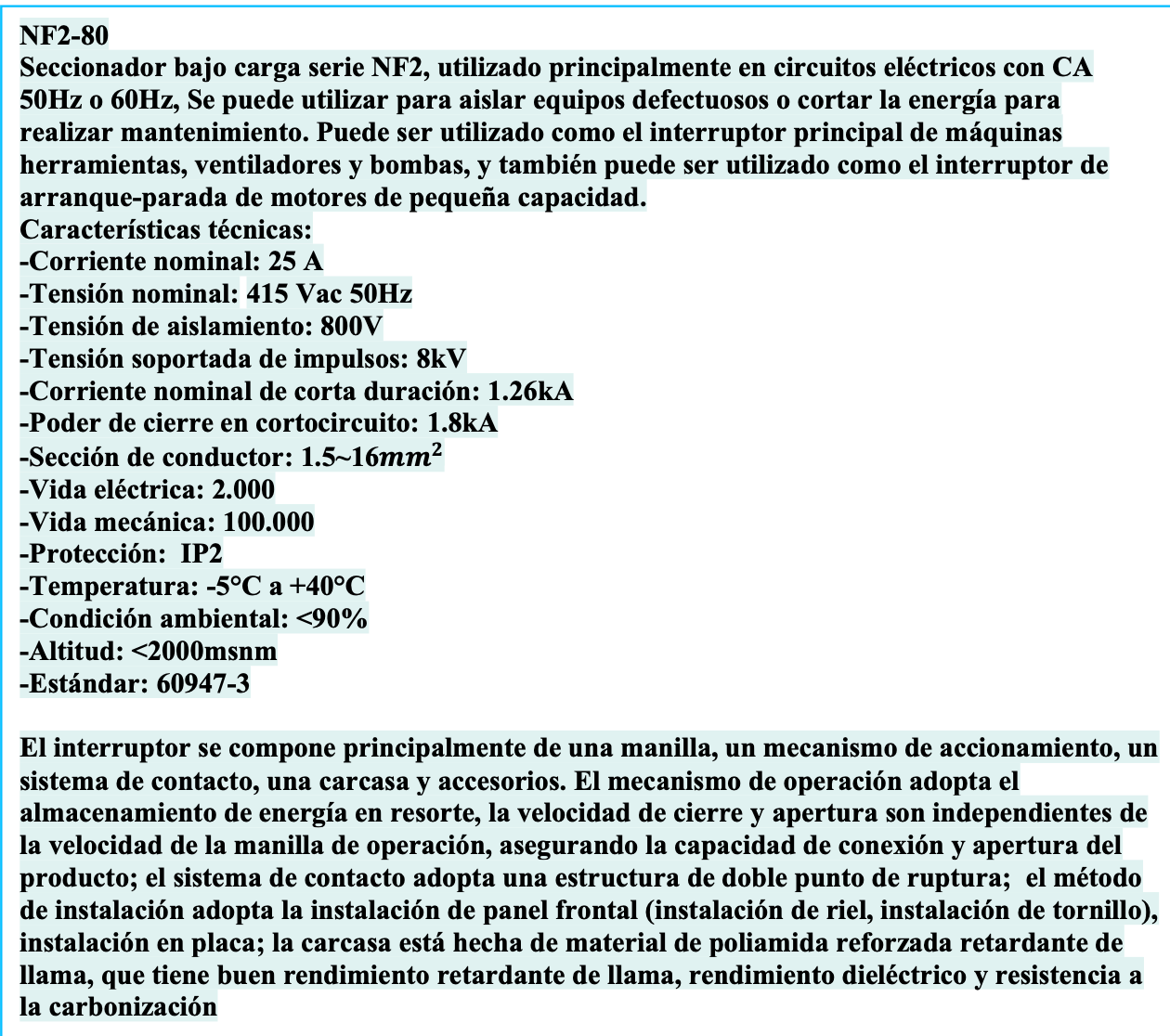 Seccionador CHINT NF2-25/3DIR 3P 25A AC-23A Manilla Gris – Código 170830025CH