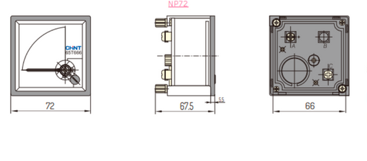 Voltímetro Analógico CHINT NP72-V-500V 0–500 Vac 50 Hz 72×72 mm – Código 27012500CH