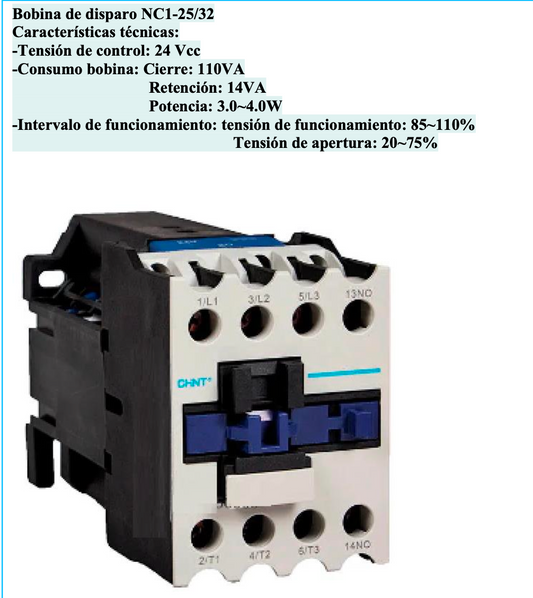 Bobina CHINT NC1-25/32Z 24 Vdc para Contactor NC1-25 y NC1-32 – Código 030882032CH