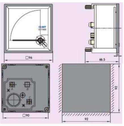 Voltímetro Analógico CHINT NP96-V-500V 0–500 Vac 50 Hz 96×96 mm – Código 27022500CH